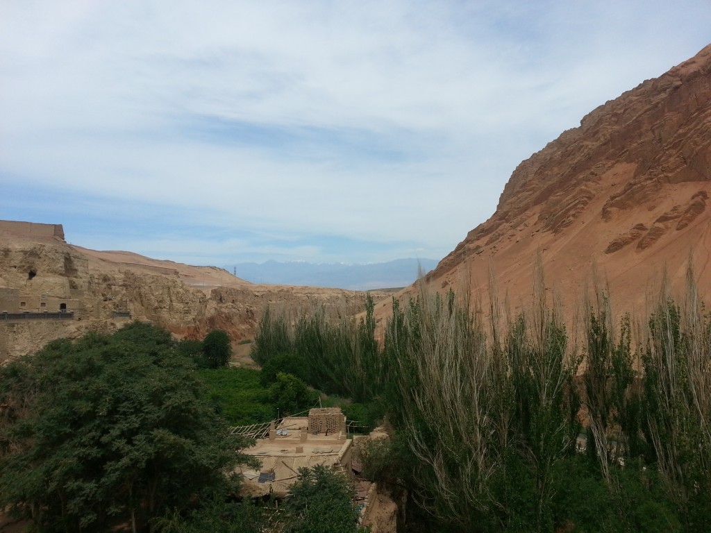 The River Valley beneath the Bezeklik Caves' cliffface