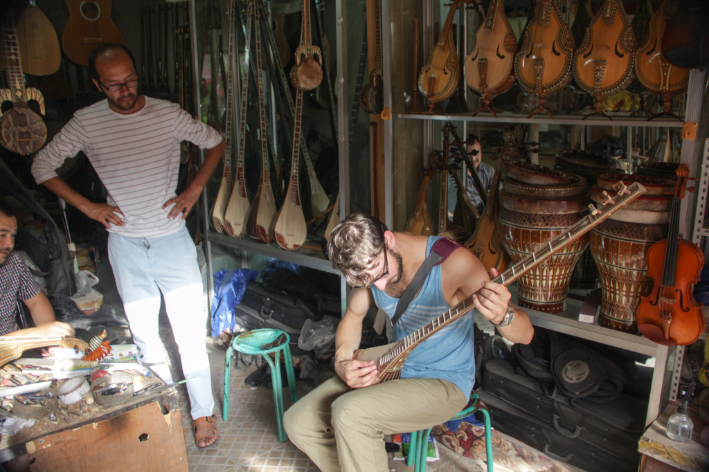 Galen jamming on a Dutar. The Dutar is the most popular instrument among Uighur communities. 