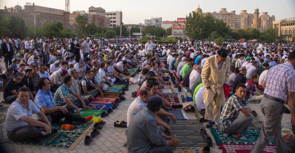 Prayer mats carefully laid out