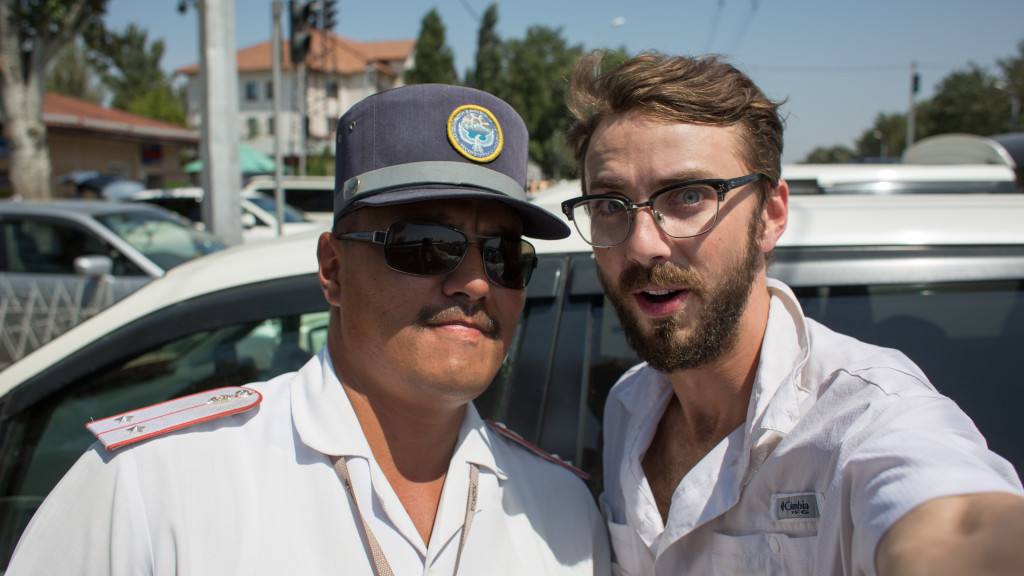 Police at the Bus Station - At first we thought he wanted to steal our camera, but this one turned out to be alright.